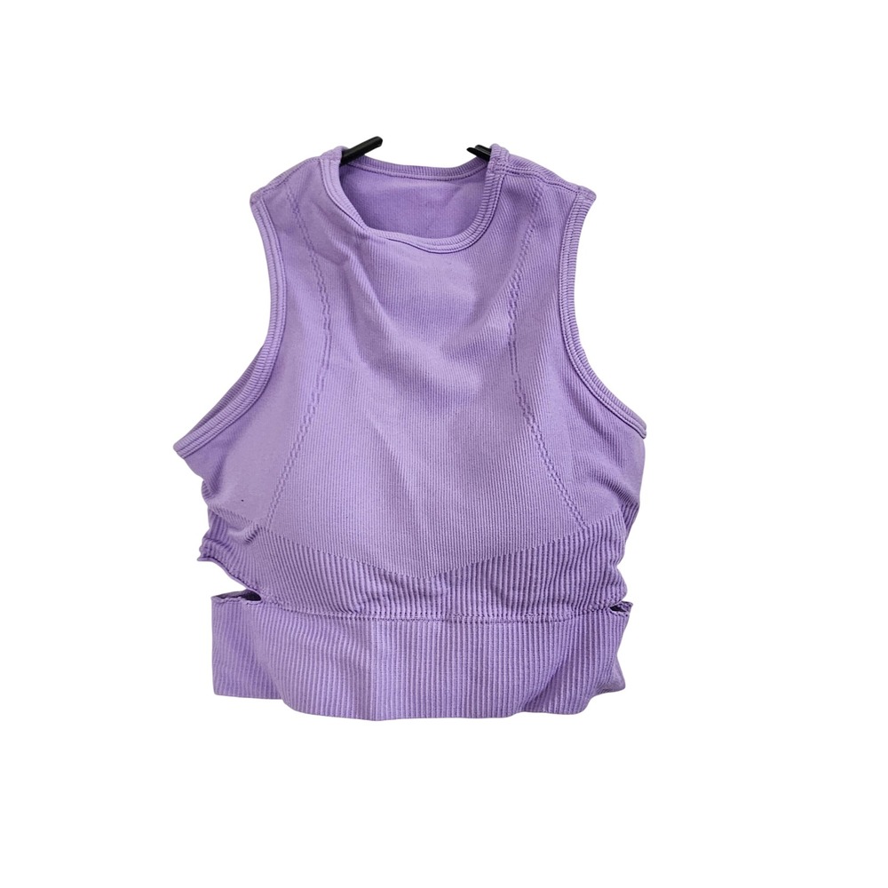 Athletic Works‎ Ribbed Seamless Crop Tank Top Lilac Purple Cutout Workout S